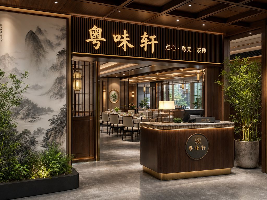 中式餐厅门店入口与前台